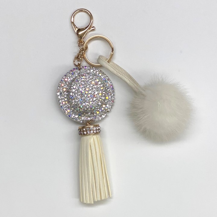 Taschenanhänger mit Nerz und Swarovski Steinen