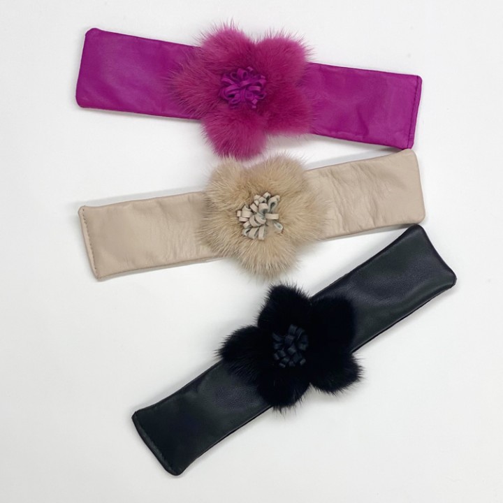 Leder Cliff Cluff mit Nerzblume in diversen Farben