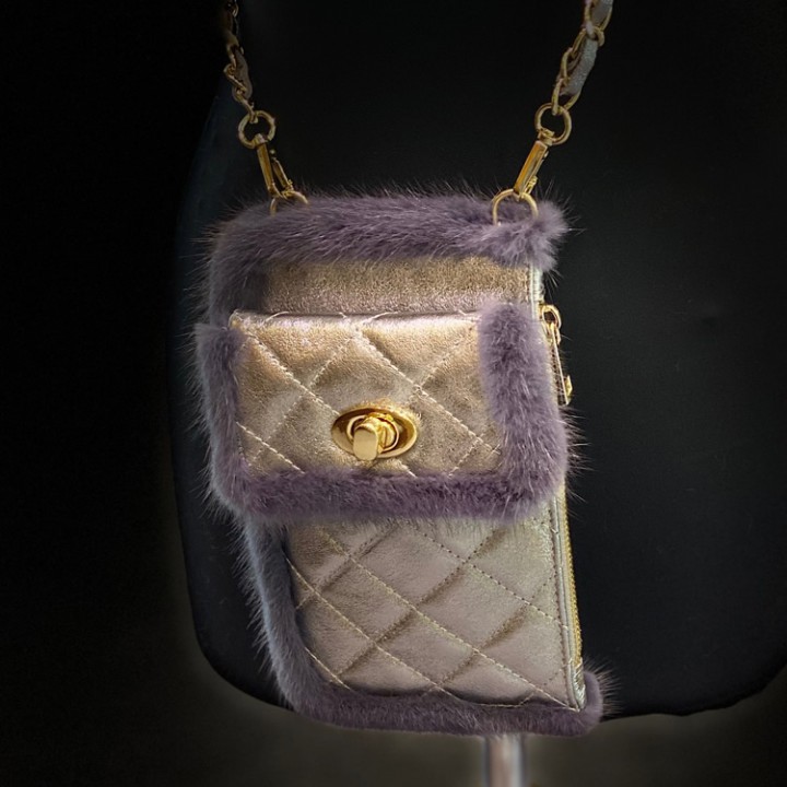 Lederstepp Handytasche mit Nerz